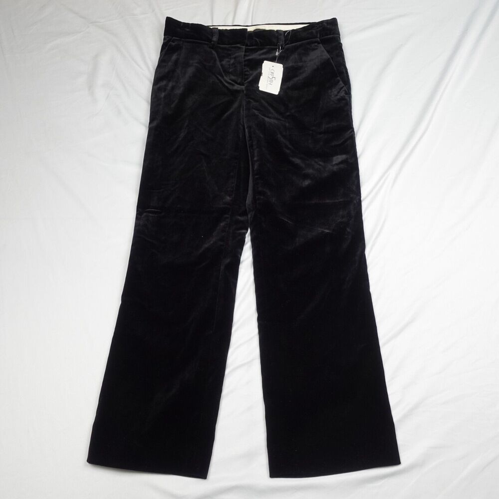 Theory Velour Capris Pants Women's Size 00 Black Flat Front Slash Pocket NWT